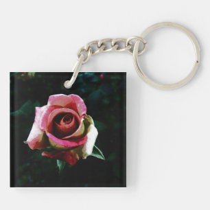 Porte-clefs Rose Peinte à l'Huile