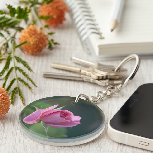 Porte-clefs Rose rose (Devant Droit)
