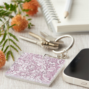 Porte-clefs Rose rose baroque feuillage orné
