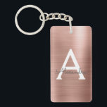 Porte-clefs Rose Rose Gold Girl et chic Monogramme<br><div class="desc">Rose Rose Or Faux brossé Métal Métal Acier Inoxydable Porte - clé élégant. Ces Porte - clés peuvent être customisés pour inclure votre nom initial et prénom et sont une douche de mariée Mariage parfaite, la fête de bachelorette ou la fête d'anniversaire. Si vous avez besoin d'autres articles correspondants, veuillez...</div>