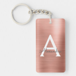 Porte-clefs Rose Rose Gold Girl et chic Monogramme