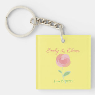 Porte-clefs Rose rose mignonne design dans un style moderne