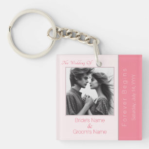 Porte-clefs Rose rose pour toujours commence Mariage photo mod