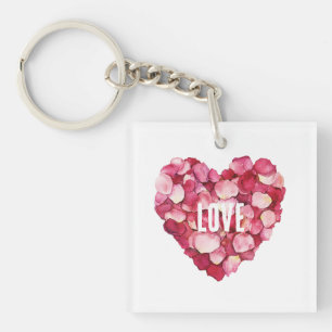 Porte-clefs Rose rouge pétales Floral Amour