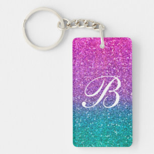 Porte-clefs Rose Turquoise Aqua Bleu & Violet Pailleté Paillet