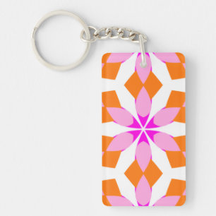 Porte-clefs Rose Violet Et Orange Géométrique Floral