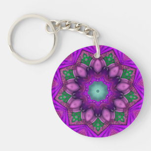 Porte-clefs Rose violet vert étoile ~ Porte - clé