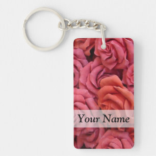 Porte-clefs Roses à fleurs roses