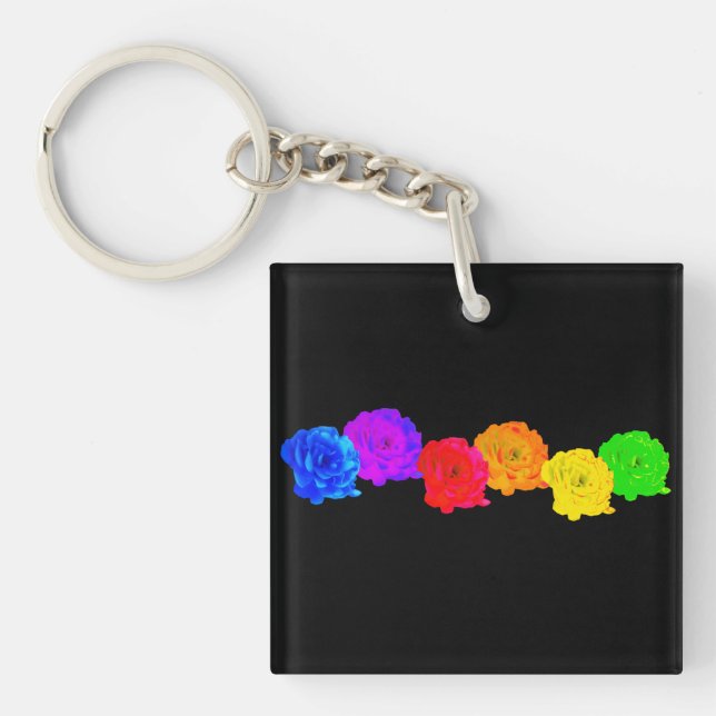 Porte-clefs Roses arc-en-ciel (Devant)