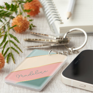 Porte-clefs Roses Pâles Personnalisés Vert Menthe Ivoire Rayur
