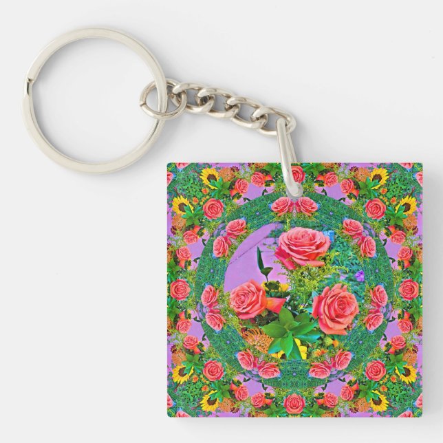 Porte-clefs Roses roses (Devant)