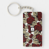 Roses Rouges & Crânes Floral Gris Noir Gothique Bl