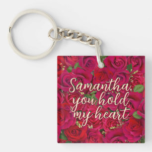 Porte-clefs Roses rouges de la Saint-Valentin avec message per