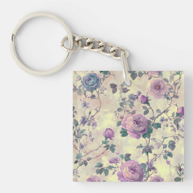 Porte-clefs Roses Violettes (Devant)