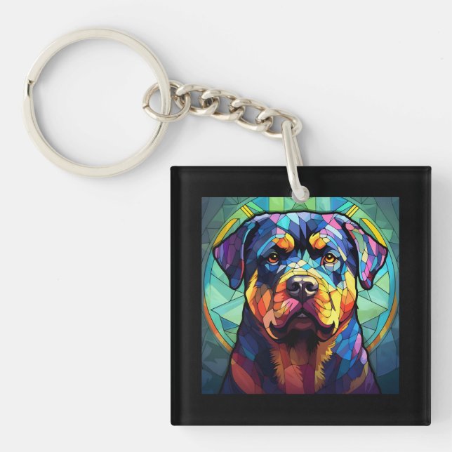 Porte-clefs Rottweiler en vitrail  (Devant)