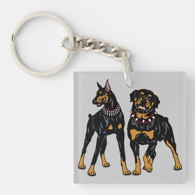 Porte-clefs rottweiler et dobermann (Devant)