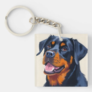 Porte-clefs Rottweiler   Peinture aquarelle de chien animal de