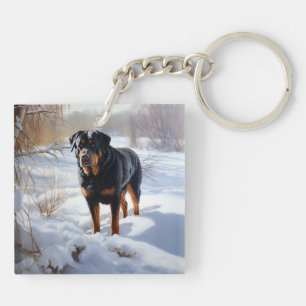 Porte-clefs Rottweiler Qu'il neige Noël