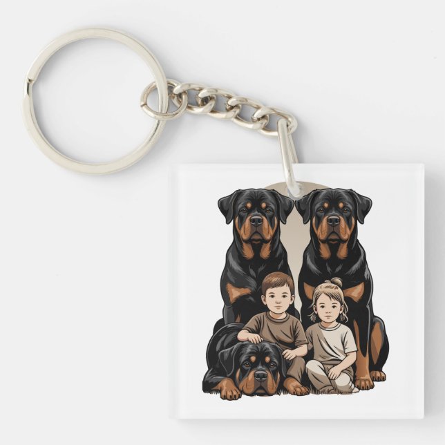 Porte-clefs Rottweilers, Garde Familiale (Devant)