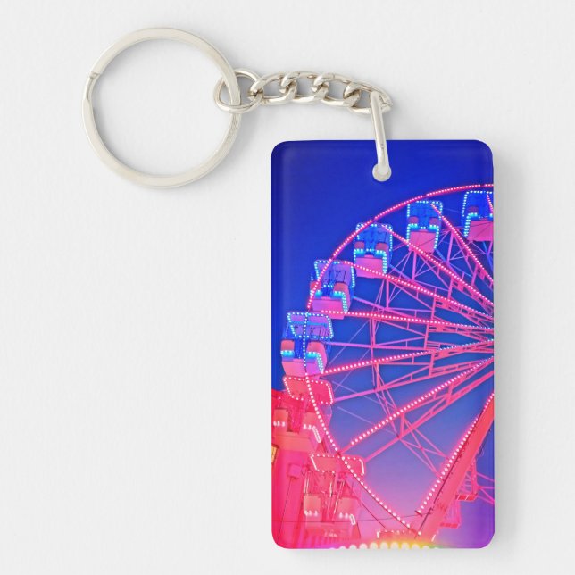 Porte-clefs Roue Ferris bleue et rouge (Devant)