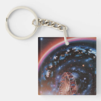Porte-clefs Roue Ferris cosmique sous une galaxie néon
