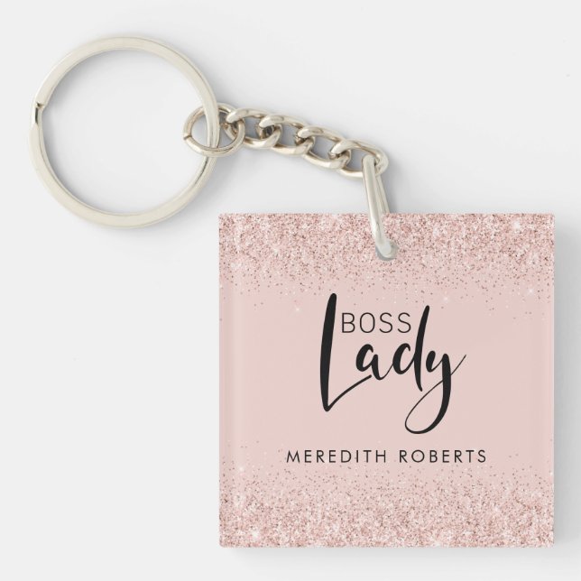 Porte-clefs Rouge à Joues Pailleté Rose Gold Personnalisé Femm (Devant)