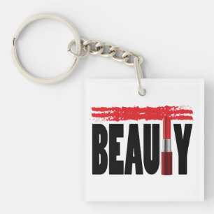 Porte-clefs Rouge à lèvres de typographie de beauté