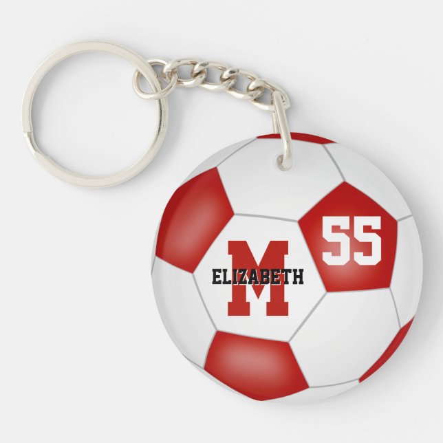 Porte-clefs rouge blanc couleurs de l'école étiquette sac de f (Devant)