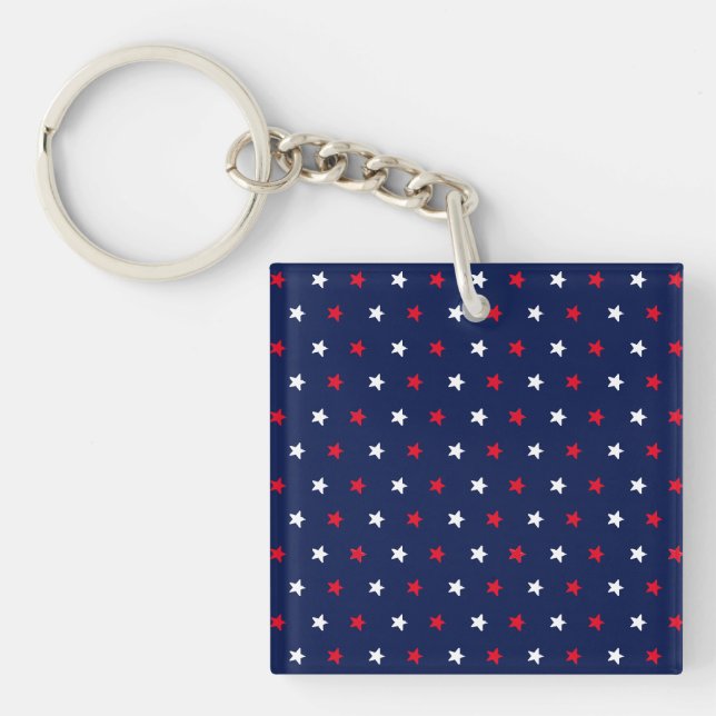 Porte-clefs Rouge blanc étoiles bleu marine américain style mo (Devant)