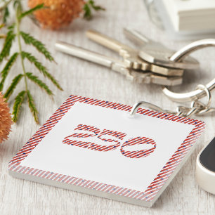 Porte-clefs Rouge Blanc Rayure Bleue Étoiles Amérique 250 Anni