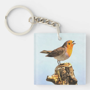 Porte-clefs Rouge-gorge chantant
