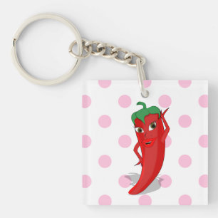 Porte-clefs Rouge Hot Pepper Diva Pois roses
