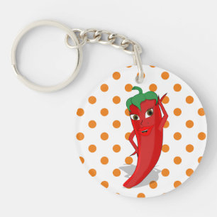 Porte-clefs Rouge Hot Poepper Diva Orange Polka Motif