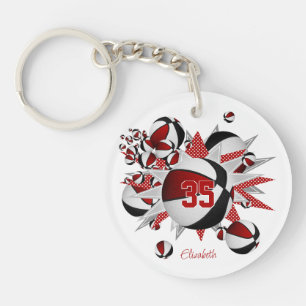 Porte-clefs rouge noir basketball souffle filles maillot numér