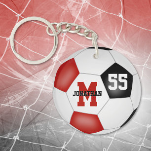 Porte-clefs rouge noir couleurs école étiquette sac de footbal