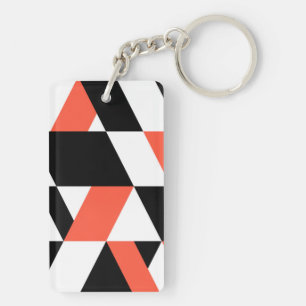 Porte-clefs Rouge-noir, moderne, tendance, conception géométri