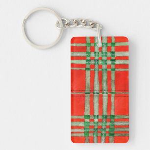 Porte-clefs ROUGE SCOTT TARTAN Porte - clé rectangle acrylique