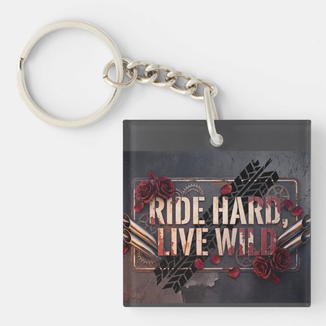 Porte-clefs rouler dur, vivre sauvage (Devant)