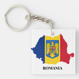 Porte-clefs Roumanie Silhouette, étiquetée,