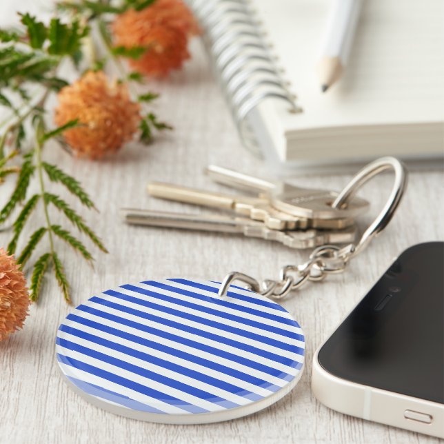 Porte-clefs Royal Blue Combination Stripes par Shirley Taylor (Devant Droit)