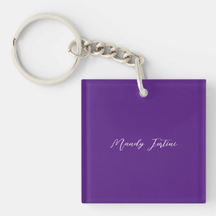 Porte-clefs Royal Purple Plain Élégante Calligraphie minimalis