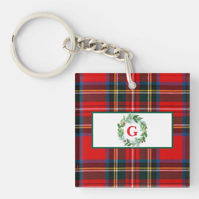 Porte-clefs Royal Stewart Christmas MONOGRAS Plaid Wreath (Devant)