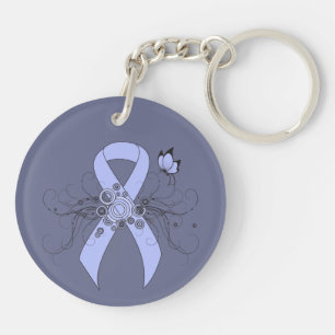Porte-clefs Ruban bleu clair avec papillon