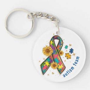 Porte-clefs ruban de sensibilisation à l'autisme mignon casse-