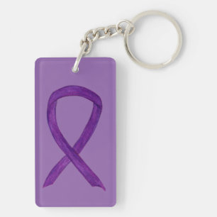 Porte-clefs Ruban de sensibilisation au violet Porte - clé d'a