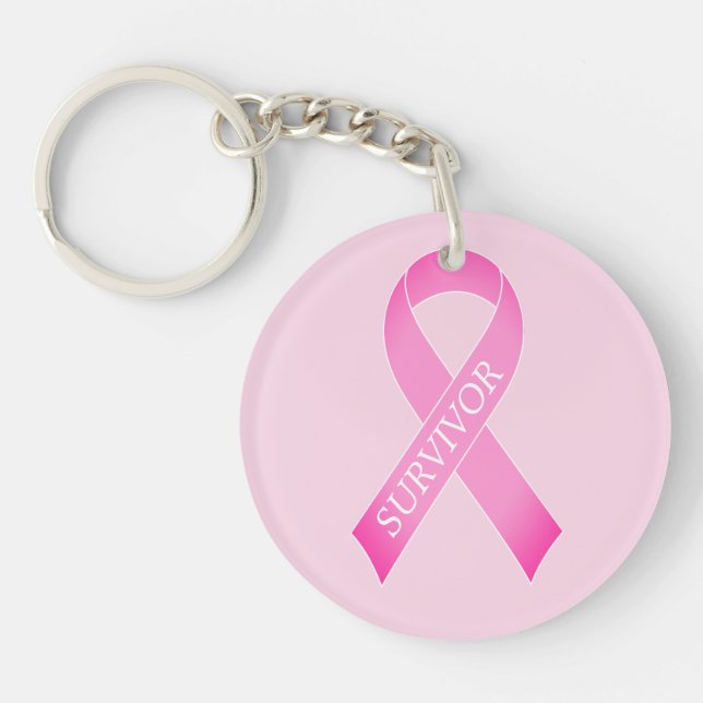 Porte-clefs Ruban rose conscience du cancer du sein nom person (Devant)