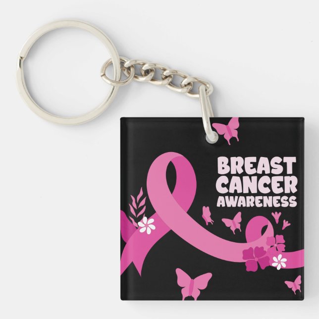 Porte-clefs Ruban rose Femmes Cancer Cancer Sensibilisation au (Devant)