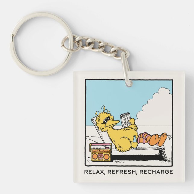 Porte-clefs Rue Sésame | Big Bird Relax Refresh Recharge (Devant)