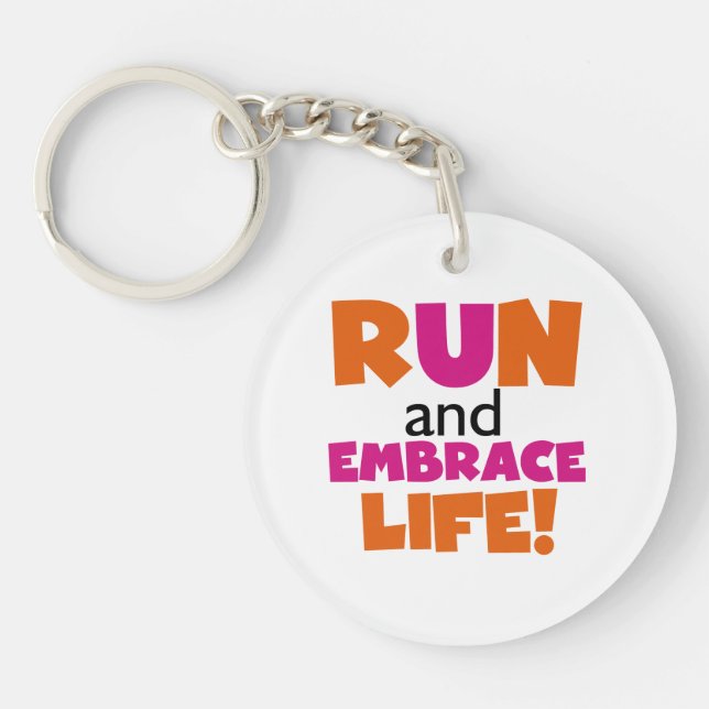 Porte-clefs Run and Embrassez Life Orange Pink (Devant)
