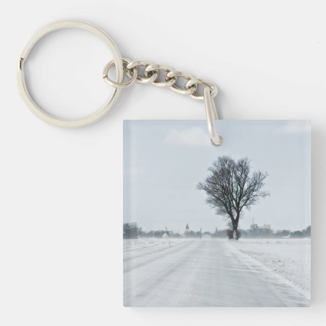 Porte-clefs Rural winter road (Devant)